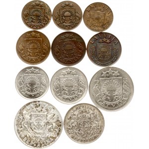 Latvia 1 Santims - 2 Lati 1922-1939 Lot of 11 coins