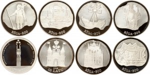 Łotwa 10 Latu 1995-1998 Stulecie Rygi Zestaw 8 monet