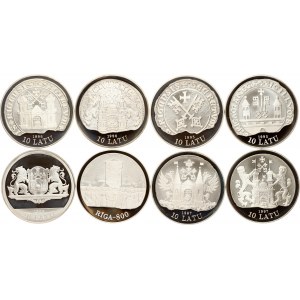 Lotyšsko 10 Latu 1995-1998 Century Riga Set Lot of 8 coins (sada 8 mincí)