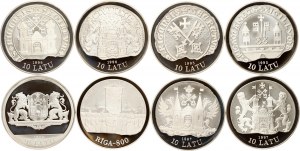 Lettonia 10 Latu 1995-1998 Secolo Riga Set di 8 monete