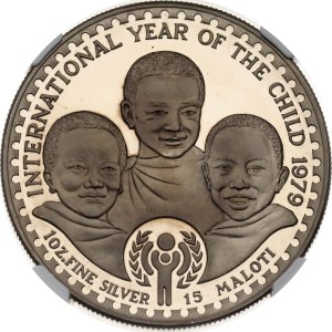 Lesotho 15 Maloti 1979 International Year of the Child NGC PF 68 ULTRA CAMEO