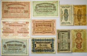 Allemagne Pologne Lituanie 20 Kopecks - 10 Roubles 1916 Posen & 1/2 - 20 Mark 1918 Lot de 10 pièces