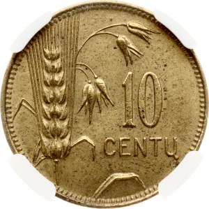 Litwa 10 Centu 1925 NGC UNC SZCZEGÓŁY
