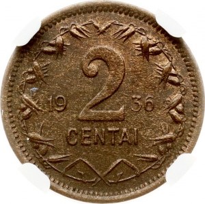 Lithuania 2 Centai 1936 NGC MS 63 BN