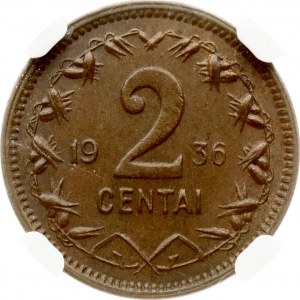 Lithuania 2 Centai 1936 NGC MS 62 BN