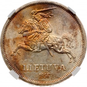Lithuania 5 Litai 1936 Basanavicius NGC MS 62