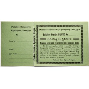 Bilet loteryjny Litewskiego Związku Ochotniczych Straży Pożarnych w Pusaloto cena 50 centów ND (1936)
