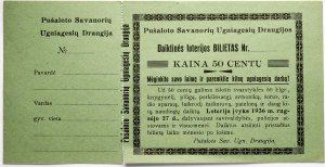 Lithuania Pusaloto Voluntary Firemen's Association Lottery Ticket price 50 Cents ND (1936)