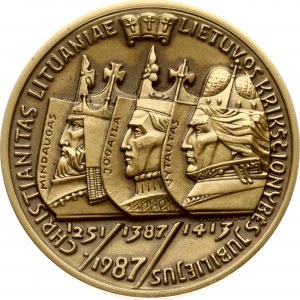 Lituanie Médaille Jubilé du christianisme lituanien ND (1987)