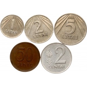 Lithuania 2 Centai - 5 Litai 1991 Lot of 5 coins