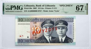 Lithuania 10 Litu 2007 PAVYZDYS/SPECIMEN PMG 67 Superb Gem UNC EPQ