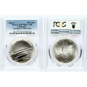 Lituania 50 Litų 2013 150° Anniversario della Rivolta PCGS PR 70 DCAM MAX GRADE