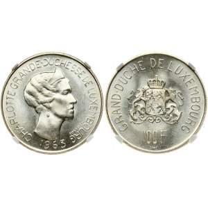 Luxembursko 100 frankov 1963 NGC MS 65 Iba 5 mincí vo vyššom stupni