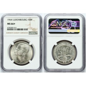 Luxembursko 100 frankov 1964 NGC MS 66+