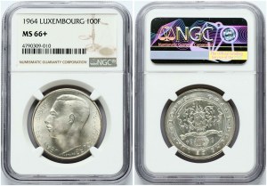 Luxembursko 100 frankov 1964 NGC MS 66+