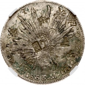 Mexiko 8 Reales 1863 Zs MO NGC CHOPMARKED