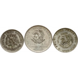 Mexico 1 - 5 Pesos 1923-1956 Lot of 3 coins