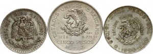 Mexico 1 - 5 Pesos 1923-1956 Lot of 3 coins