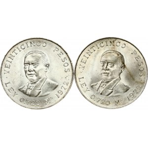 Messico 25 Pesos 1972 Morte di Benito Juarez Lotto di 2 monete