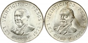 Mexico 25 Pesos 1972 Death of Benito Juarez Lot of 2 coins