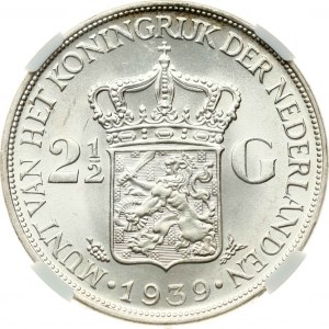 Netherlands 2½ Gulden 1939 NGC MS 62