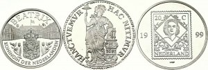 Réplique des Pays-Bas 1 Gulden et deux médailles Lot de 3 pièces