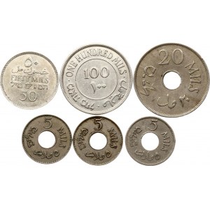 Palestine 5 Mils - 100 Mils 1927-1939 Lot de 6 pièces