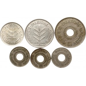 Palestine 5 Mils - 100 Mils 1927-1939 Lot de 6 pièces