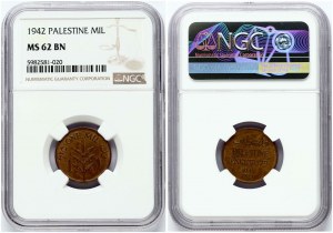 Palestyna 1 Mil 1942 NGC MS 62 BN