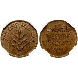 Palestína 1 Mil 1942 NGC MS 62 BN