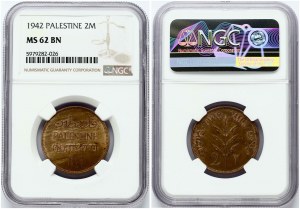 Palestine 2 Mils 1942 NGC MS 62 BN