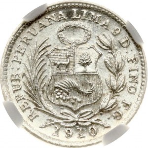 Peru 1/2 Dinero 1910 FG NGC MS 63