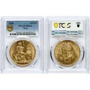 Peru 100 Soles 1966 PCGS MS 64