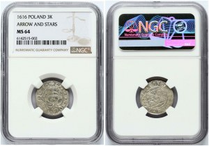 Poltorak 1616 Bydgoszcz NGC MS 64 ONLY ONE COIN IN HIGHER GRADE