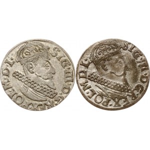 Polsko Trojak 1621 &amp; 1622 Krakov Sada 2 mincí