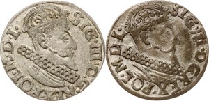 Polen Trojak 1621 & 1622 Krakau Lot von 2 Münzen