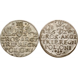 Polen Trojak 1621 &amp; 1622 Krakau Lot von 2 Münzen