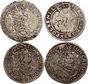 Polska Szostak 1658 - 1667 Zestaw 4 monet