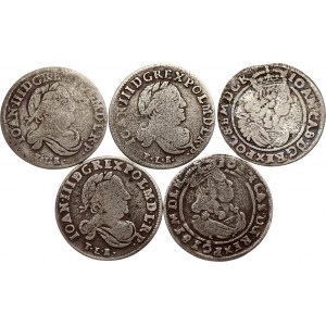 Poland Szostak 1665 & 1683 Lot of 5 coins