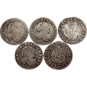 Poľsko Szostak 1665 a 1683 Sada 5 mincí