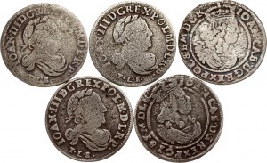 Poland Szostak 1665 & 1683 Lot of 5 coins