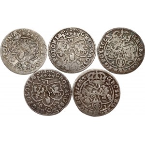 Poland Szostak 1665 & 1683 Lot of 5 coins