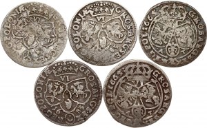 Pologne Szostak 1665 & 1683 Lot de 5 pièces