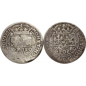 Pologne Tymf 1665 &amp; 1666 AT Lot de 2 pièces