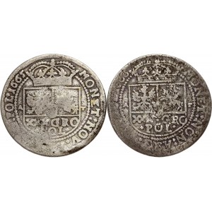 Poľsko Tymf 1665 &amp; 1666 AT Lot of 2 coins