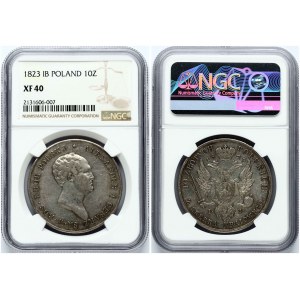 10 Złotych 1823 IB (R4) NGC XF 40