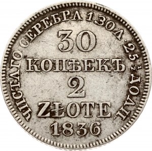 Rosyjsko-polski 30 kopiejek - 2 złote 1836 MW