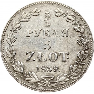 Rosja Za Polskę 3/4 Rubli - 5 Złotych 1839 MW