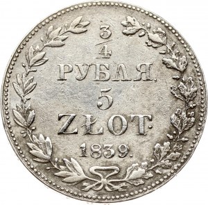 Rosja Za Polskę 3/4 Rubli - 5 Złotych 1839 MW
