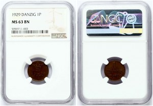 Danzig 1 fenik 1929 NGC MS 63 BN